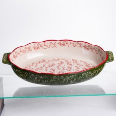 Форма для запекания Vintage 40×25×6.5 (см) овальная с ручками Зеленая HM05-04