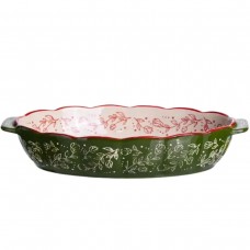 Форма для запекания Vintage 30×18×5 (см) овальная форма для выпекания в духовке с ручками Зеленая HM05-02